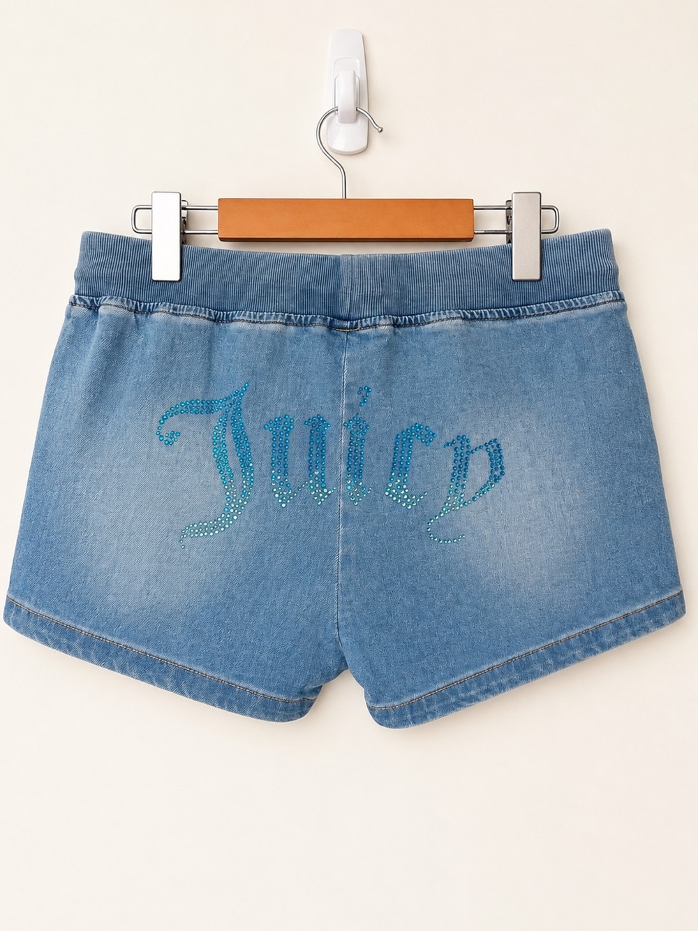 Juicy Couture Rhinestone Denim Shorts Y2K Logo Medium